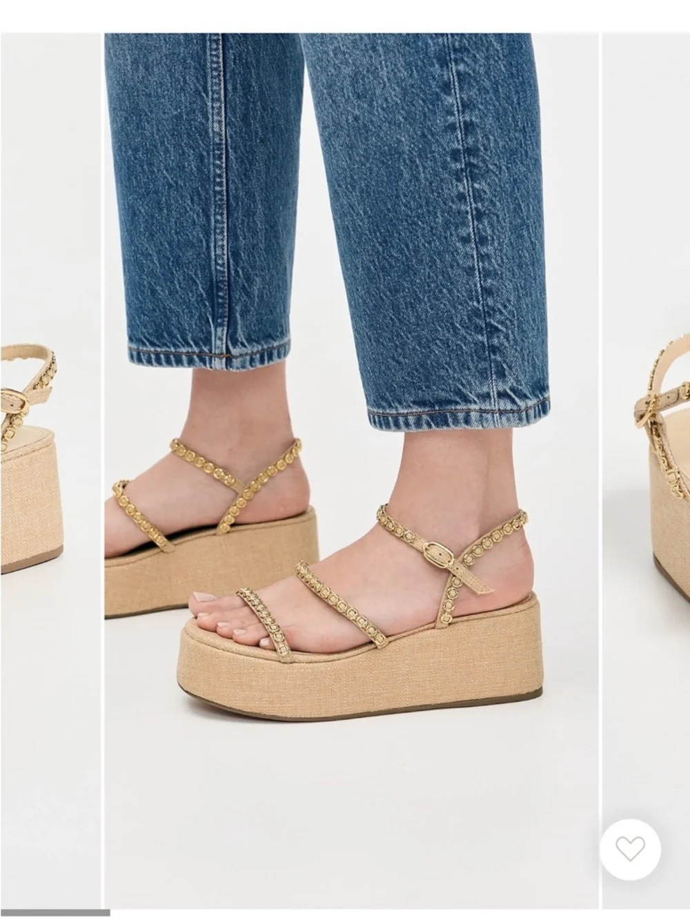 Larroudé Gio Milanina Platform Sandals Raffia Gold Size 7.5